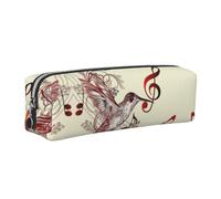 NBHDZENGW Flying Bird Musical Notes All-Over Printed Pencil Case,Cross Texture PVC Leather Pen Pouch, Lightweight Zipper Stationery Bag
