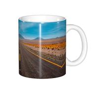 NBHDZENGW Freeway Highway Road in The Desert Full Wrap Printed Ceramic Mug,Thickened Anti-Slip Base, Handcrafted,Ideal for Home,Office,Cafe Use