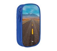 NBHDZENGW Freeway Highway Road in The Desert Large Capacity Double Layer Pencil Case,Custom Printed Durable Polyester Organizer for School, Office, Travel, Art Supplies Makeup