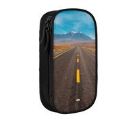 NBHDZENGW Freeway Highway Road in The Desert Large Capacity Double Layer Pencil Case,Custom Printed Durable Polyester Organizer for School, Office, Travel, Art Supplies Makeup