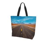 NBHDZENGW Freeway Highway Road In The Desert Large Tote Bag For Women, Print Water-Resistant Polyester Shopper Bag With Single Shoulder Strap,Spacious Lightweight Everyday Tote