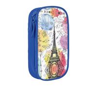 NBHDZENGW French Paris Tour Eiffel Tower Large Capacity Double Layer Pencil Case,Custom Printed Durable Polyester Organizer for School, Office, Travel, Art Supplies Makeup