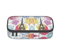 NBHDZENGW French Paris Tour Eiffel Tower Large Capacity Pencil Case,Multi-Compartment Stationery Toiletry Bag for School,Office,Travel-Durable Polyester (Stylish Printed Design)