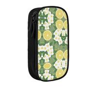 NBHDZENGW Fresh Lemon Large Capacity Double Layer Pencil Case,Custom Printed Durable Polyester Organizer for School, Office, Travel, Art Supplies Makeup