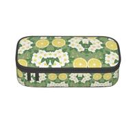 NBHDZENGW Fresh Lemon Large Capacity Oxford-Cloth Pencil Case, Full Print Stationery Pouch with Mesh Pocket Removable Divider,Multi-Compartment Zipper