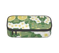 NBHDZENGW Fresh Lemon Large Capacity Pencil Case,Multi-Compartment Stationery Toiletry Bag for School,Office,Travel-Durable Polyester (Stylish Printed Design)