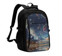 NBHDZENGW Galaxy Planet Multi-Functional Travel Laptop Backpack With Usb-Charging Port, Large Capacity 12-Pocket Daypack With Anti-Theft Hidden Pocket