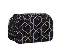 NBHDZENGW Geometric Lines Flip Top Double Layer Pencil Case-Large Capacity Premium Polyester Fabric,Full Print Design-Ideal for School,Travel