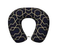 NBHDZENGW Geometric Lines Memory Foam Travel Neck Pillow, Comfortable Supportive U-Shaped Pillow With Soft Plush Cover, Adjustable Buckle Removable Washable Cover