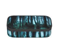 NBHDZENGW Ghost Hid Behind The Trees Large Capacity Pencil Case,Multi-Compartment Stationery Toiletry Bag for School,Office,Travel-Durable Polyester (Stylish Printed Design)