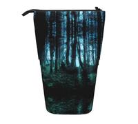 NBHDZENGW Ghost Hid Behind The Trees Vertical Expandable Pencil Case with Print,Durable Oxford-Fabric,Adjustable Height (10.5cm to 18cm),3 Inner Slots for School Office Travel