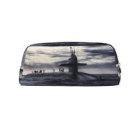 NBHDZENGW Giant Nuclear Ship Cute Leather Pencil Case with Smooth Zipper,Stylish Durable Pouch for School,Office,Travel-Lightweight Full Print Stationery Holder
