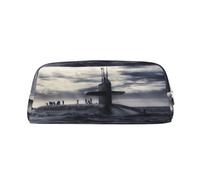 NBHDZENGW Giant Nuclear Ship Cute Leather Pencil Case with Smooth Zipper,Stylish Durable Pouch for School,Office,Travel-Lightweight Full Print Stationery Holder