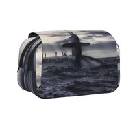 NBHDZENGW Giant Nuclear Ship Flip Top Double Layer Pencil Case-Large Capacity Premium Polyester Fabric,Full Print Design-Ideal for School,Travel