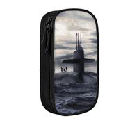 NBHDZENGW Giant Nuclear Ship Large Capacity Double Layer Pencil Case,Custom Printed Durable Polyester Organizer for School, Office, Travel, Art Supplies Makeup