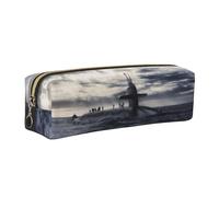 NBHDZENGW Giant Nuclear Ship Leather Pencil Case with Smooth Zipper,Stylish Durable Zippered Pouch for School,Office,Travel-Lightweight Full Print Stationery Holder