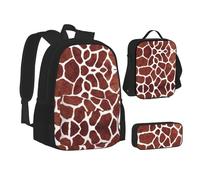 NBHDZENGW Giraffe-Spots 3pcs Printed Backpack Set, 600d Oxford-Cloth Laptop Backpack with Insulated Lunch Bag Pencil Case,Adjustable Multifunctional School Travel Bag