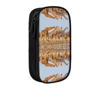 NBHDZENGW Giraffes Family Large Capacity Double Layer Pencil Case,Custom Printed Durable Polyester Organizer for School, Office, Travel, Art Supplies Makeup