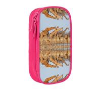 NBHDZENGW Giraffes Family Large Capacity Double Layer Pencil Case,Custom Printed Durable Polyester Organizer for School, Office, Travel, Art Supplies Makeup