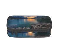NBHDZENGW Glacier National Park Large Capacity Oxford-Cloth Pencil Case, Full Print Stationery Pouch with Mesh Pocket Removable Divider,Multi-Compartment Zipper