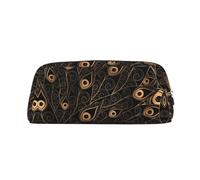 NBHDZENGW Gold Feather Cute Leather Pencil Case with Smooth Zipper,Stylish Durable Pouch for School,Office,Travel-Lightweight Full Print Stationery Holder