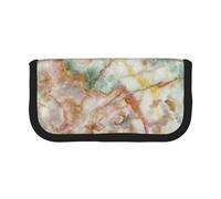 NBHDZENGW Golden Marble Large Capacity Canvas Pencil Case,Print Black Border Contrasting Color Pencil Pouch with Double Zipper,Portable Multifunctional Stationery Bag