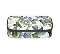 NBHDZENGW Green Eucalyptus Leaves Large Capacity Pencil Case,Multi-Compartment Stationery Toiletry Bag for School,Office,Travel-Durable Polyester (Stylish Printed Design)