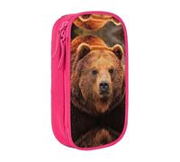 NBHDZENGW Grizzly Bear Large Capacity Double Layer Pencil Case,Custom Printed Durable Polyester Organizer for School, Office, Travel, Art Supplies Makeup