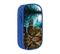 NBHDZENGW Halloween Pumpkin Graveyard Large Capacity Double Layer Pencil Case,Custom Printed Durable Polyester Organizer for School, Office, Travel, Art Supplies Makeup