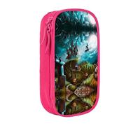 NBHDZENGW Halloween Pumpkin Graveyard Large Capacity Double Layer Pencil Case,Custom Printed Durable Polyester Organizer for School, Office, Travel, Art Supplies Makeup