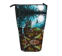 NBHDZENGW Halloween Pumpkin Graveyard Vertical Expandable Pencil Case with Print,Durable Oxford-Fabric,Adjustable Height (10.5cm to 18cm),3 Inner Slots for School Office Travel
