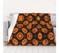 NBHDZENGW Halloween Pumpkin Soft Lightweight Flannel Blanket-Single-Side Printed Anti-Pilling Flannel,Warm All-Season Throw For Bed Sofa Camping Travel
