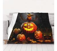 NBHDZENGW Halloween Pumpkin Soft Lightweight Flannel Blanket-Single-Side Printed Anti-Pilling Flannel,Warm All-Season Throw For Bed Sofa Camping Travel