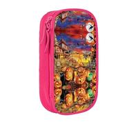 NBHDZENGW Halloween Skull Large Capacity Double Layer Pencil Case,Custom Printed Durable Polyester Organizer for School, Office, Travel, Art Supplies Makeup