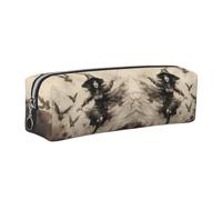 NBHDZENGW Halloween Witch Flying All-Over Printed Pencil Case,Cross Texture PVC Leather Pen Pouch, Lightweight Zipper Stationery Bag