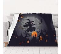 NBHDZENGW Halloween Witch Soft Lightweight Flannel Blanket-Single-Side Printed Anti-Pilling Flannel,Warm All-Season Throw For Bed Sofa Camping Travel