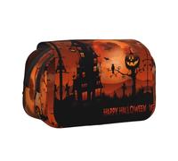 NBHDZENGW Happy Halloween Flip Top Double Layer Pencil Case-Large Capacity Premium Polyester Fabric,Full Print Design-Ideal for School,Travel