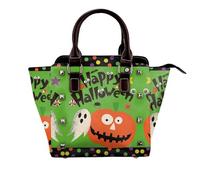 NBHDZENGW Happy Halloween Genuine Leather Crossbody Satin Bag With Studs And All-Over Print,Adjustable Detachable Strap, Elegant Spacious Tote Purse For Women