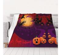 NBHDZENGW Happy Halloween Soft Lightweight Flannel Blanket-Single-Side Printed Anti-Pilling Flannel,Warm All-Season Throw For Bed Sofa Camping Travel