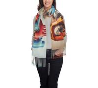 NBHDZENGW Human Anatomy Heart Chart Faux Cashmere Long Plush Fringe Scarf-Full Print Fashion For Women,Lightweight Soft Wrap Four Seasons Style