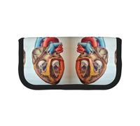 NBHDZENGW Human Anatomy Heart Chart Large Canvas Pencil Case Makeup Bag Organizer-Premium Zippered Pouch with Mesh Pocket,Color-Block Design (Black Trim)-School Trave Cosmetic Bag