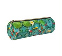 NBHDZENGW Japanese Carp Large Capacity Cylinder Pencil Case,Printed Leather Cross-Grain PVC Pen Bag with Smooth Zipper, Round Pouch