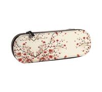 NBHDZENGW Japanese Spring Plum Floral Hard Shell Pencil Case,Premium Pu Leather Eco-Friendly Plastic Box with Velvet Interior Multi-Purpose Pencil Bag