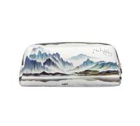 NBHDZENGW Landscape Painting Cute Leather Pencil Case with Smooth Zipper,Stylish Durable Pouch for School,Office,Travel-Lightweight Full Print Stationery Holder