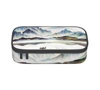 NBHDZENGW Landscape Painting Large Capacity Pencil Case,Multi-Compartment Stationery Toiletry Bag for School,Office,Travel-Durable Polyester (Stylish Printed Design)