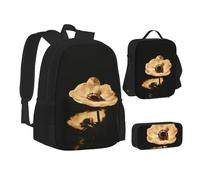 NBHDZENGW Late Night Flowers 3pcs Printed Backpack Set, 600d Oxford-Cloth Laptop Backpack with Insulated Lunch Bag Pencil Case,Adjustable Multifunctional School Travel Bag