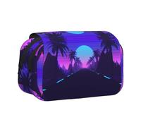 NBHDZENGW Late Night Highway Flip Top Double Layer Pencil Case-Large Capacity Premium Polyester Fabric,Full Print Design-Ideal for School,Travel