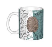 NBHDZENGW Left and Right Brain Functions Handcrafted Eco-Friendly Ceramic Coffee Mug with Full Wrap Print,Thickened Non-Slip Base for Home,Office,Cafe Use