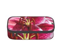 NBHDZENGW Lily Flower Large Capacity Pencil Case,Multi-Compartment Stationery Toiletry Bag for School,Office,Travel-Durable Polyester (Stylish Printed Design)