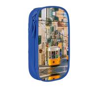 NBHDZENGW Lisbon Tram Large Capacity Double Layer Pencil Case,Custom Printed Durable Polyester Organizer for School, Office, Travel, Art Supplies Makeup